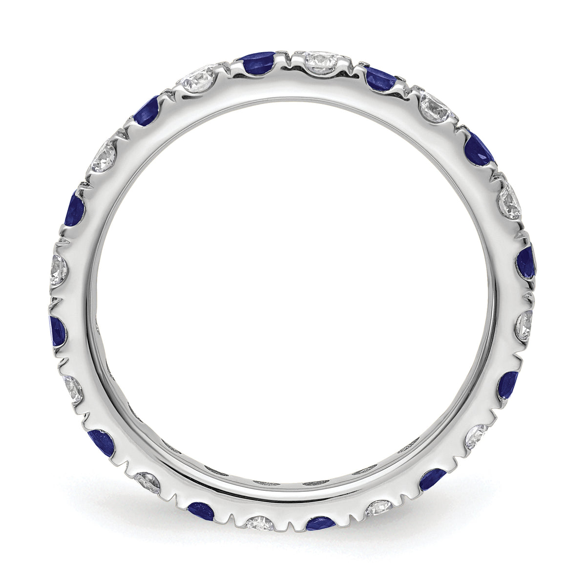 Lab Grown Diamond & Created Blue Sapphire Eternity Band - 14k White Gold / 2/3 ctw. / 4