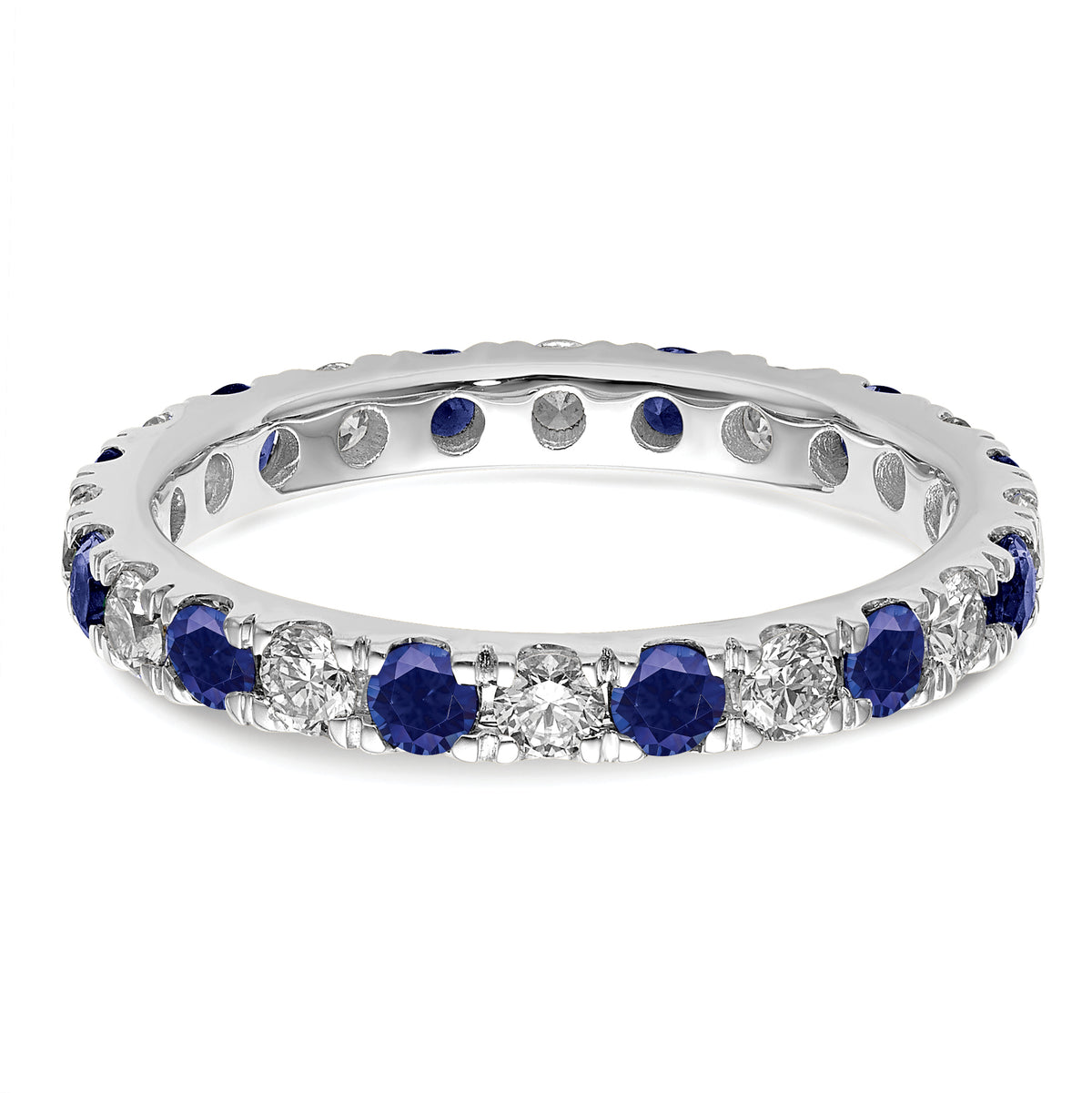 Lab Grown Diamond & Created Blue Sapphire Eternity Band - 14k White Gold / 2/3 ctw. / 4