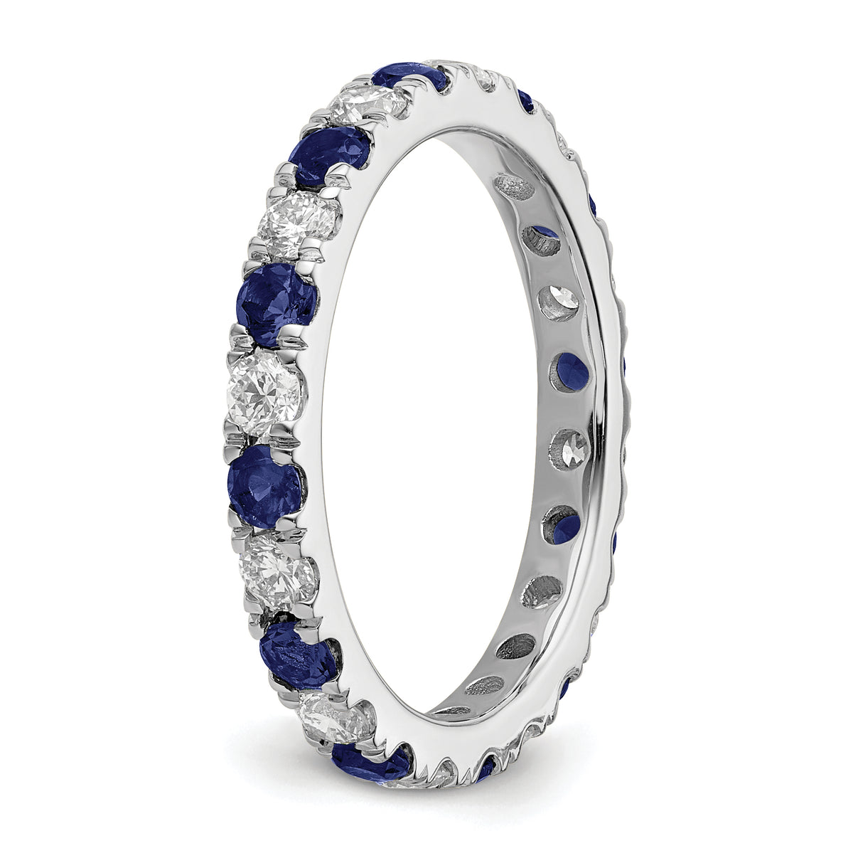 Lab Grown Diamond & Created Blue Sapphire Eternity Band - 14k White Gold / 2/3 ctw. / 4