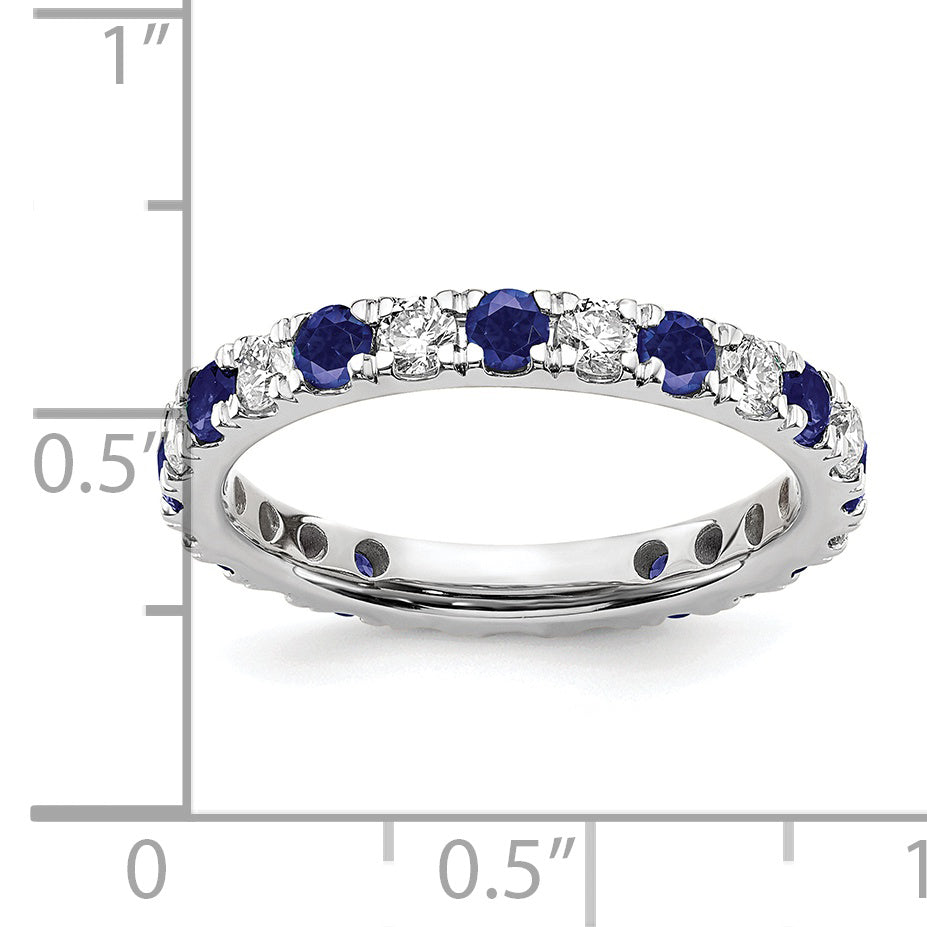 Lab Grown Diamond & Created Blue Sapphire Eternity Band - 14k White Gold / 2/3 ctw. / 4