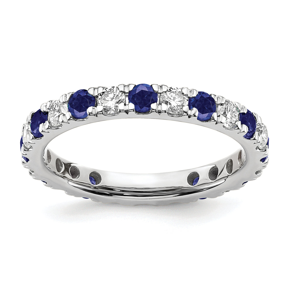 Lab Grown Diamond & Created Blue Sapphire Eternity Band - 14k White Gold / 2/3 ctw. / 4