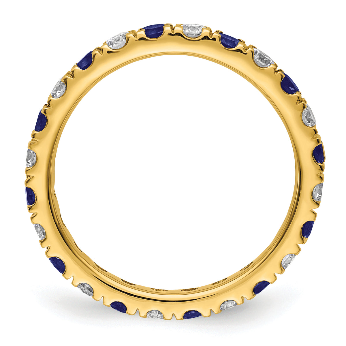 Lab Grown Diamond & Created Blue Sapphire Eternity Band - 14k Yellow Gold / 2/3 ctw. / 4