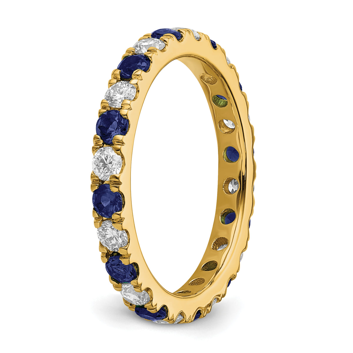 Lab Grown Diamond & Created Blue Sapphire Eternity Band - 14k Yellow Gold / 2/3 ctw. / 4