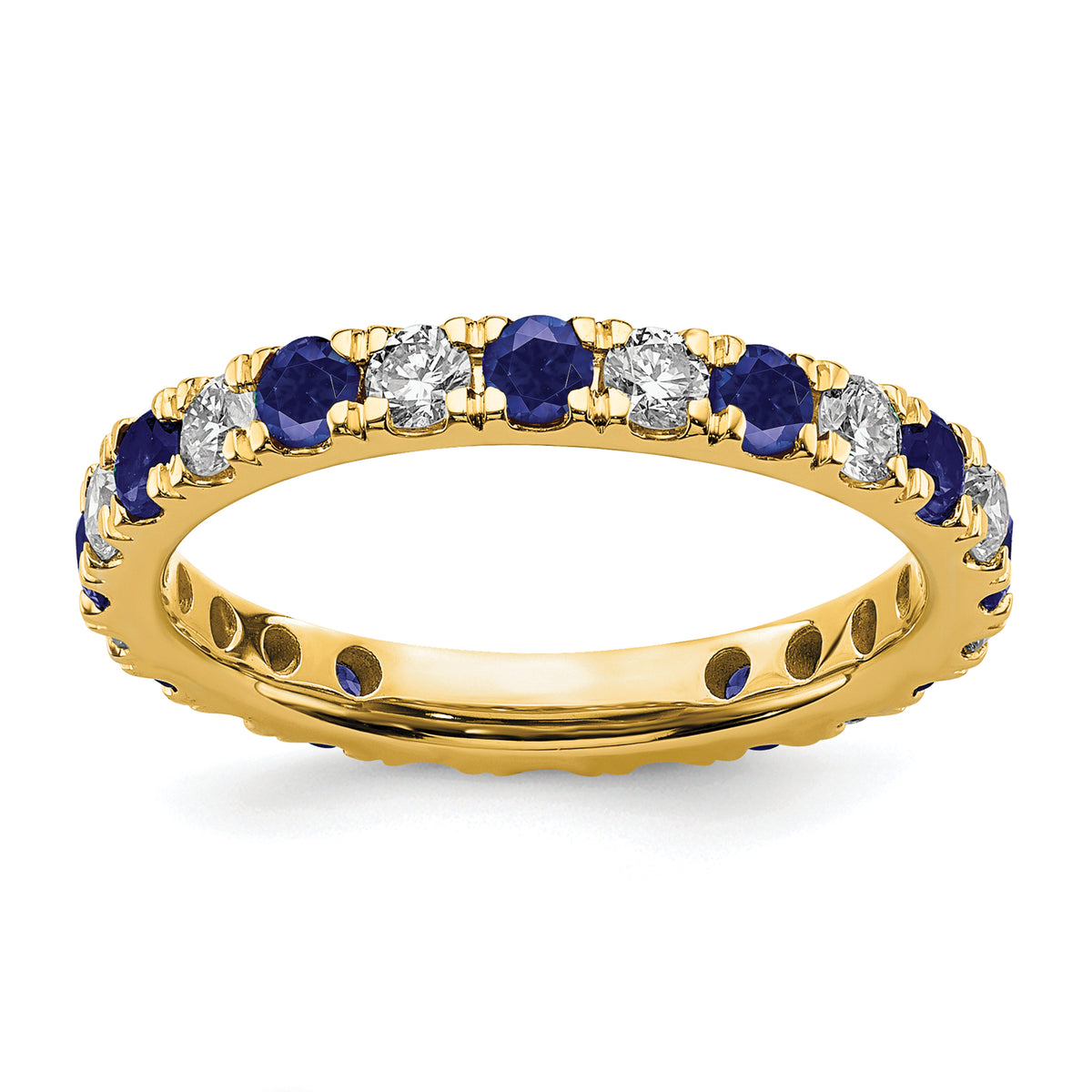 Lab Grown Diamond & Created Blue Sapphire Eternity Band - 14k Yellow Gold / 2/3 ctw. / 4