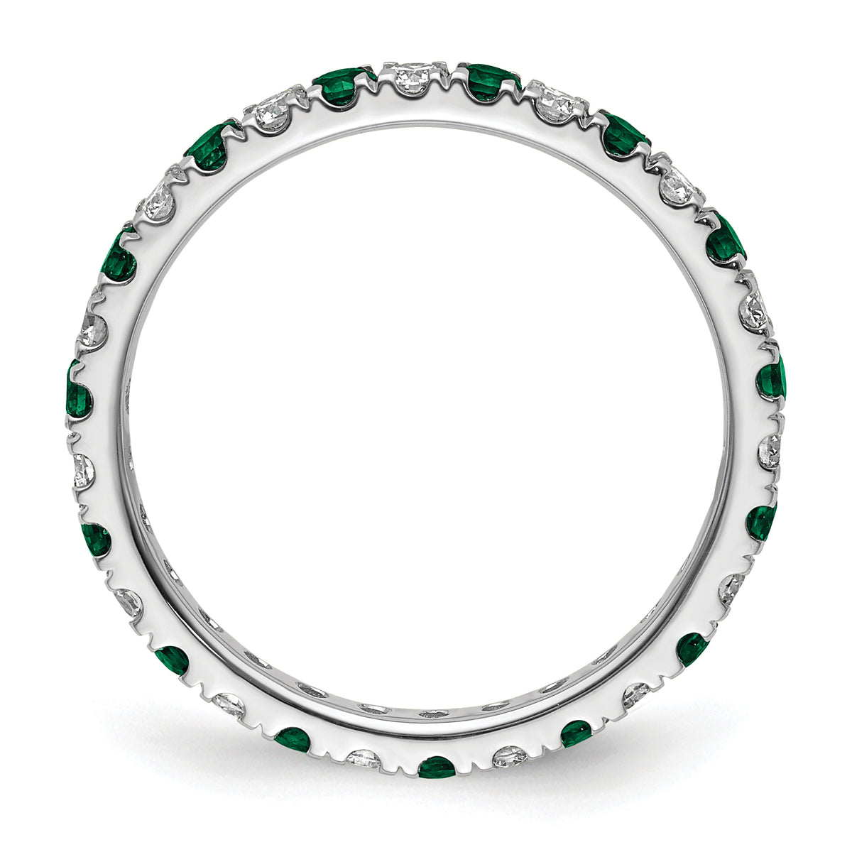 Lab Grown Diamond & Created Emerald Eternity Band - 14k White Gold / 1/2 ctw. / 4