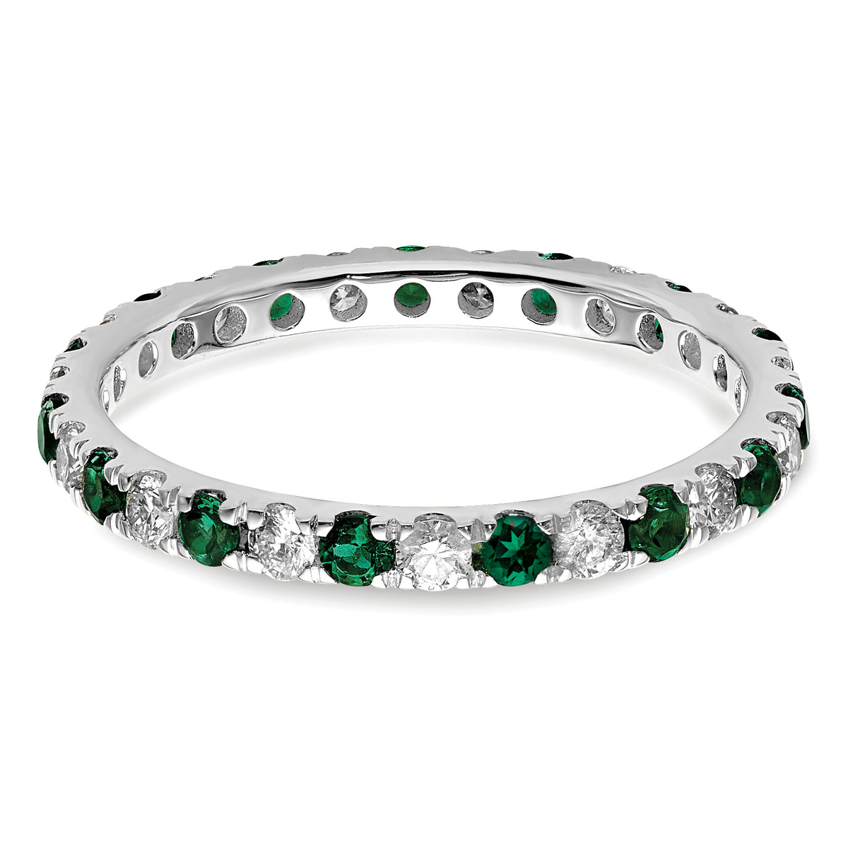 Lab Grown Diamond & Created Emerald Eternity Band - 14k White Gold / 1/2 ctw. / 4