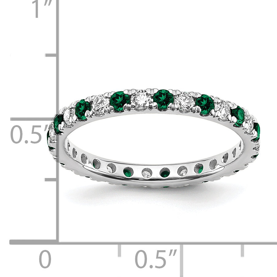 Lab Grown Diamond & Created Emerald Eternity Band - 14k White Gold / 1/2 ctw. / 4