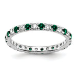 Lab Grown Diamond & Created Emerald Eternity Band - 14k White Gold / 1/2 ctw. / 4