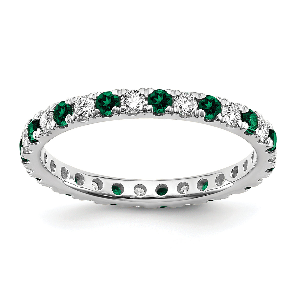 Lab Grown Diamond & Created Emerald Eternity Band - 14k White Gold / 1/2 ctw. / 4