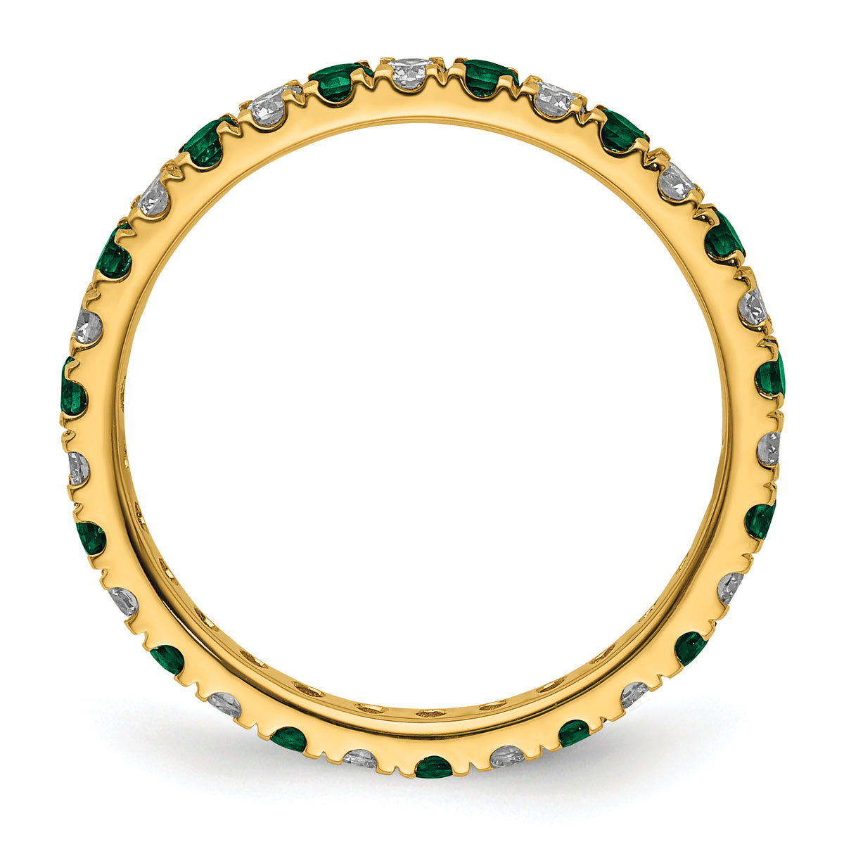 Lab Grown Diamond & Created Emerald Eternity Band - 14k Yellow Gold / 1/2 ctw. / 4