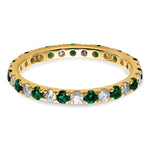 Lab Grown Diamond & Created Emerald Eternity Band - 14k Yellow Gold / 1/2 ctw. / 4