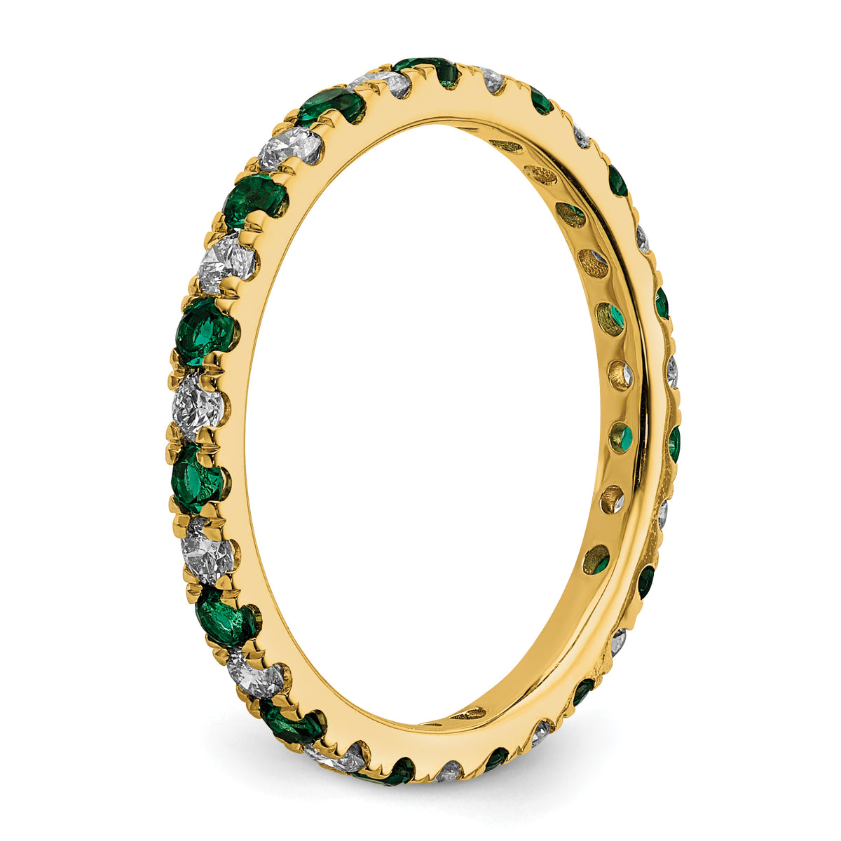 Lab Grown Diamond & Created Emerald Eternity Band - 14k Yellow Gold / 1/2 ctw. / 4