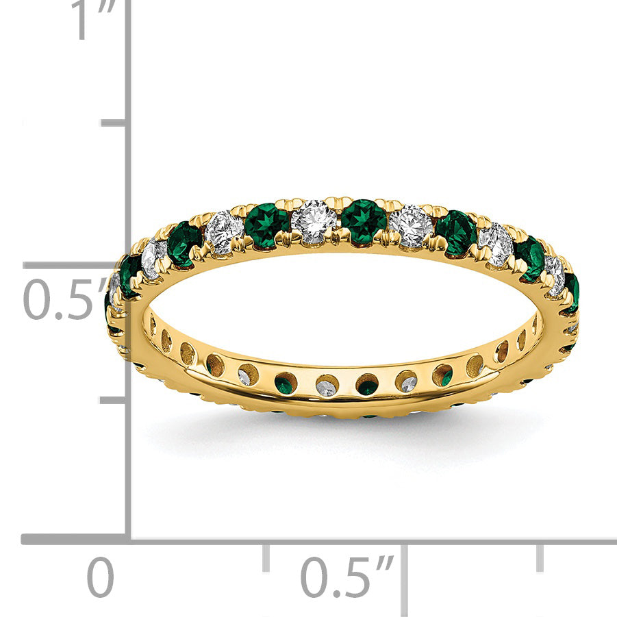 Lab Grown Diamond & Created Emerald Eternity Band - 14k Yellow Gold / 1/2 ctw. / 4