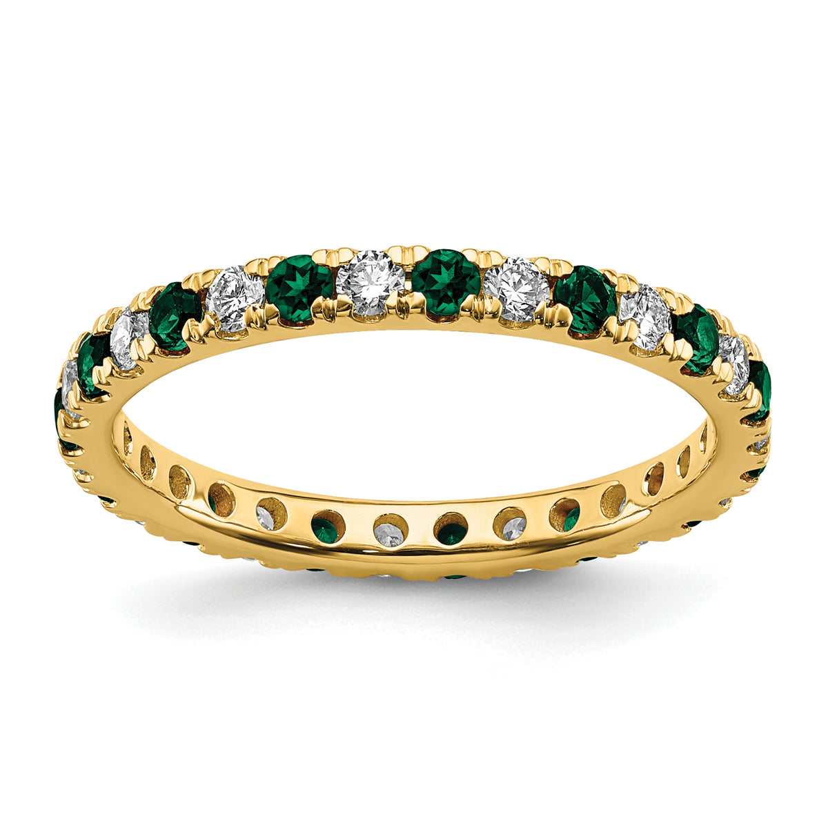 Lab Grown Diamond & Created Emerald Eternity Band - 14k Yellow Gold / 1/2 ctw. / 4