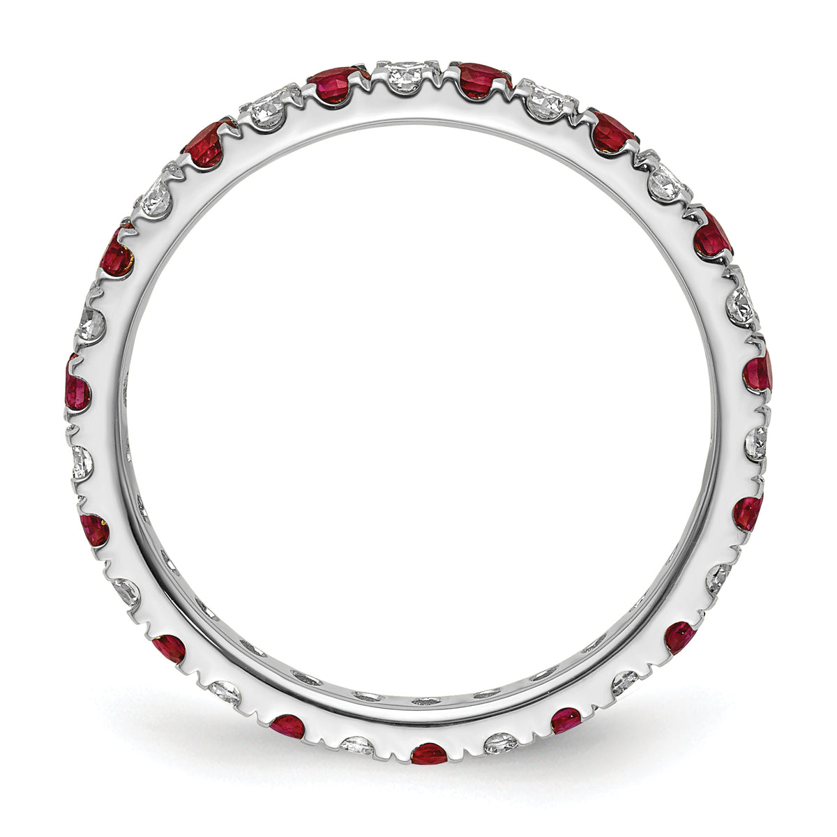 Lab Grown Diamond & Created Ruby Eternity Band - 14k White Gold / 1/2 ctw. / 4