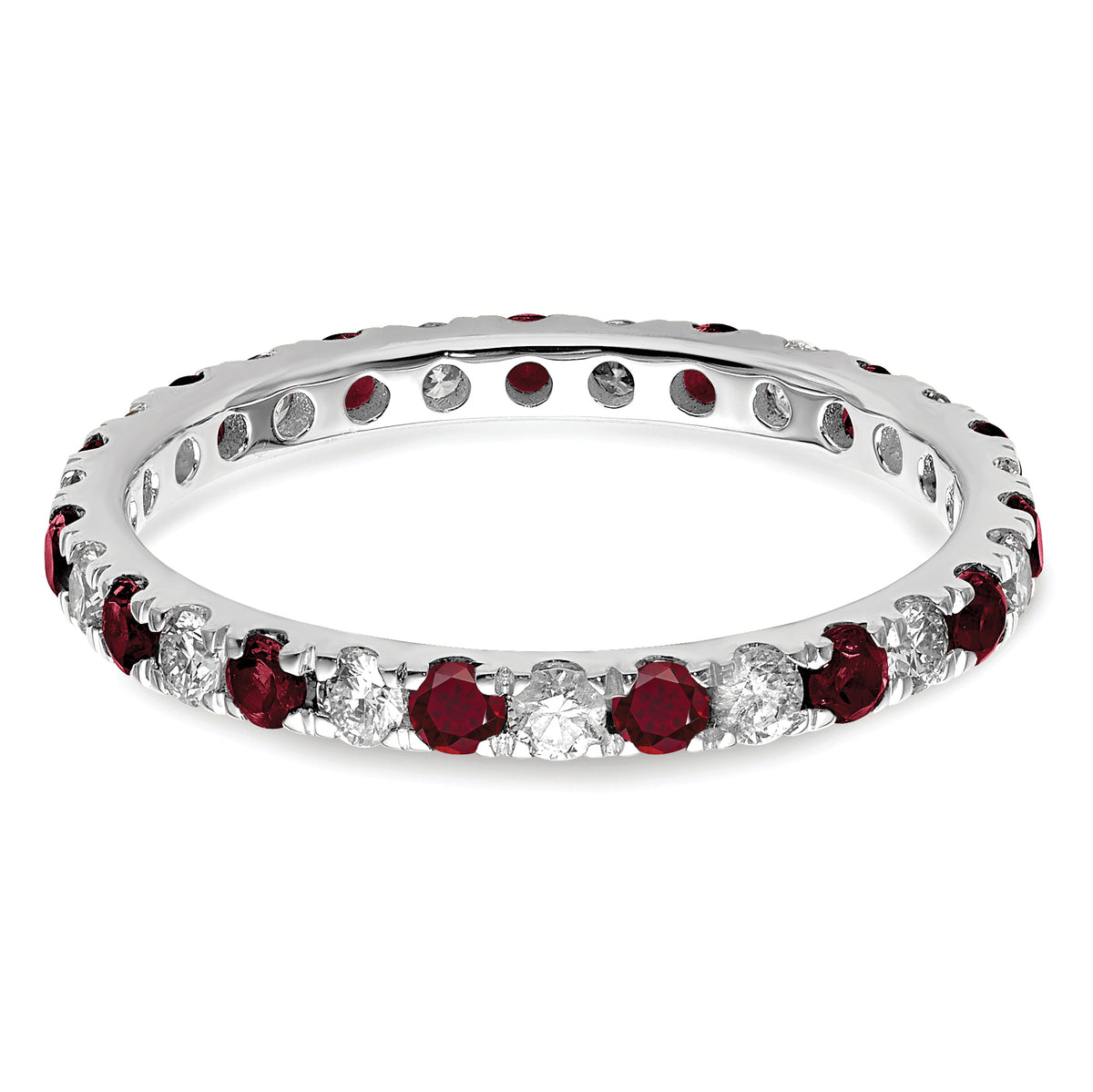 Lab Grown Diamond & Created Ruby Eternity Band - 14k White Gold / 1/2 ctw. / 4