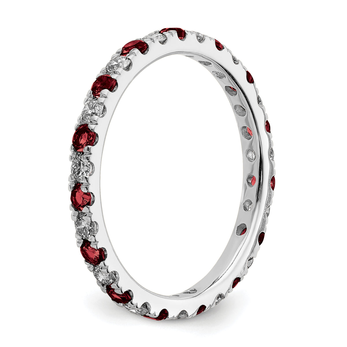 Lab Grown Diamond & Created Ruby Eternity Band - 14k White Gold / 1/2 ctw. / 4