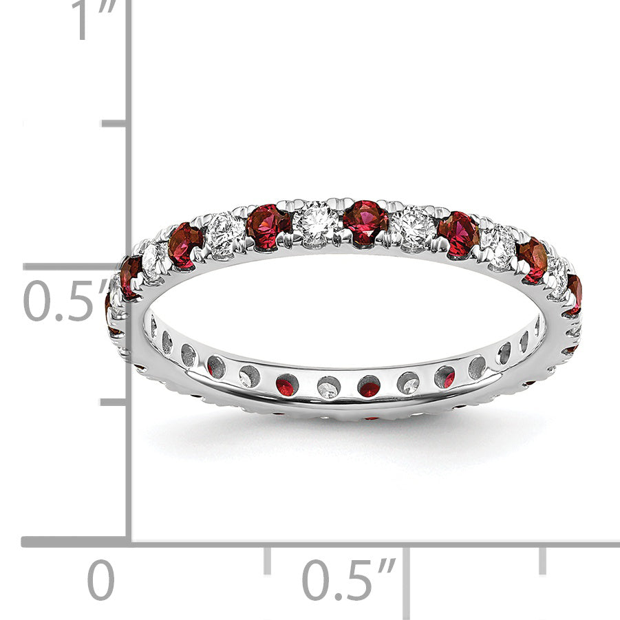 Lab Grown Diamond & Created Ruby Eternity Band - 14k White Gold / 1/2 ctw. / 4