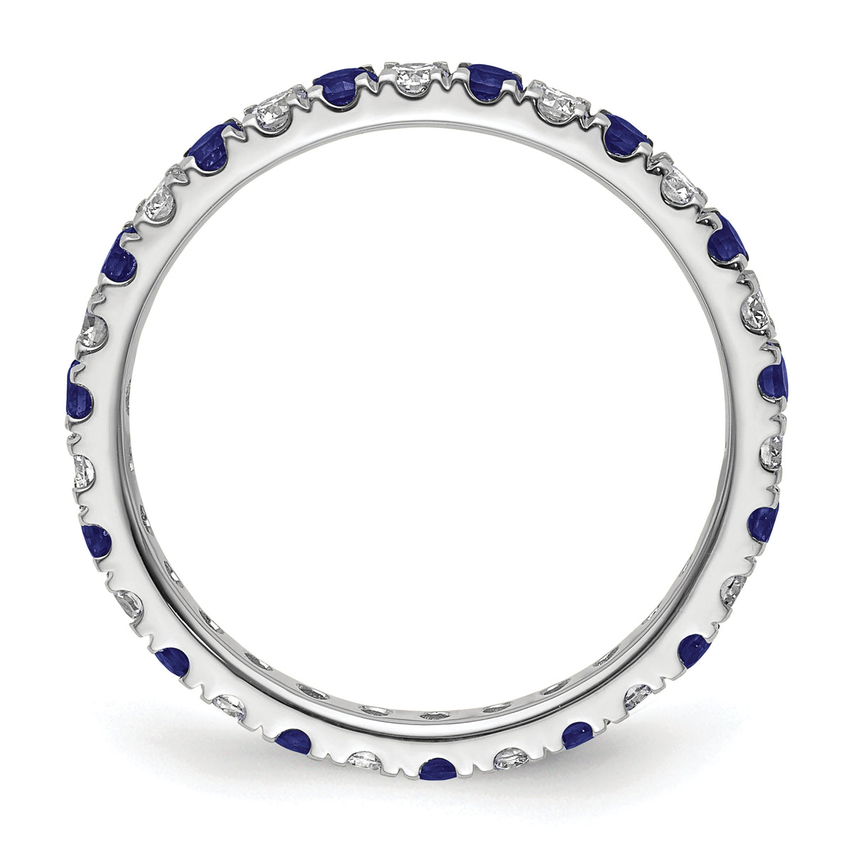 Lab Grown Diamond & Created Blue Sapphire Eternity Band - 14k White Gold / 1/2 ctw. / 4