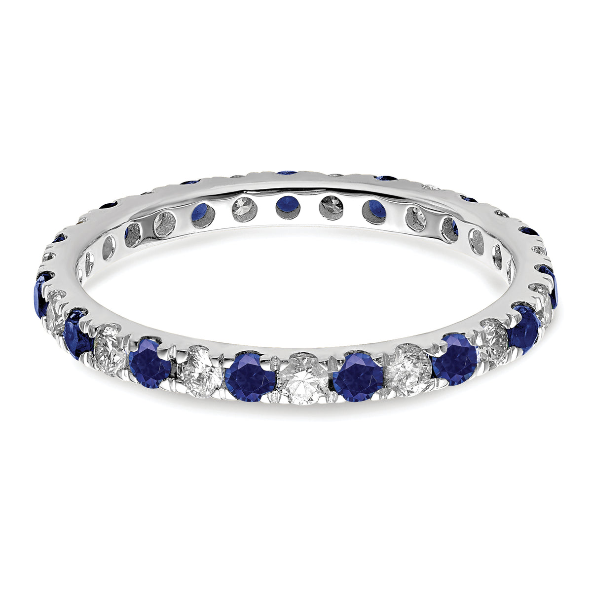 Lab Grown Diamond & Created Blue Sapphire Eternity Band - 14k White Gold / 1/2 ctw. / 4