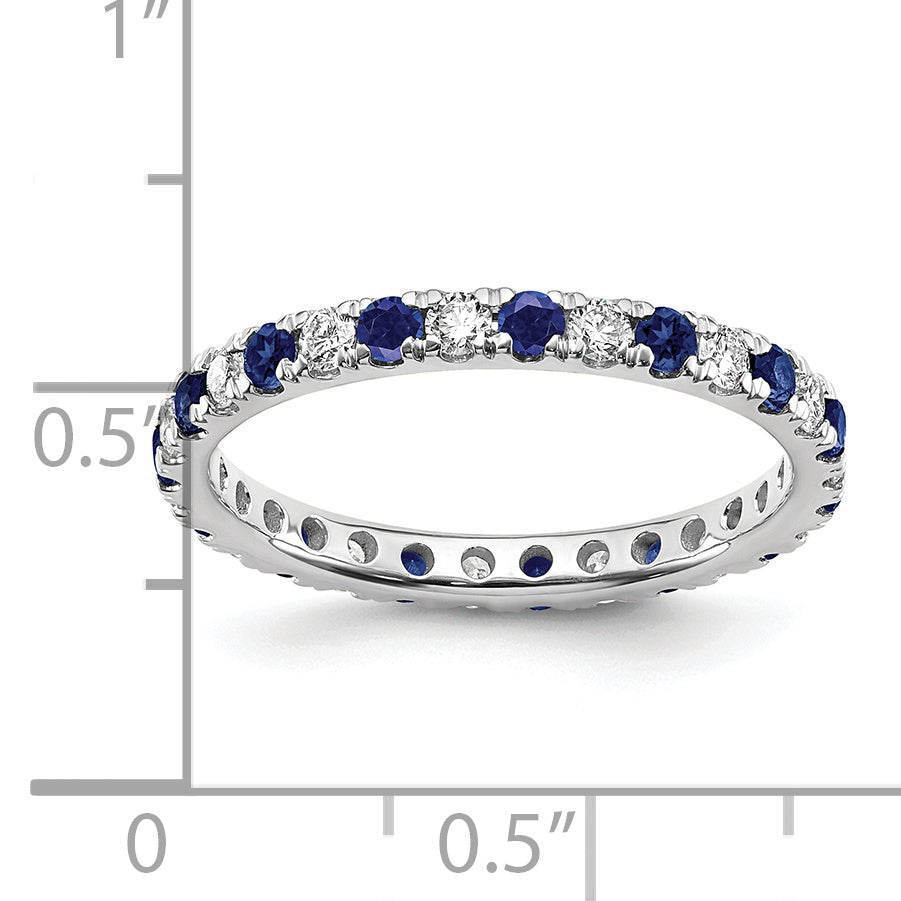 Lab Grown Diamond & Created Blue Sapphire Eternity Band - 14k White Gold / 1/2 ctw. / 4