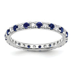 Lab Grown Diamond & Created Blue Sapphire Eternity Band - 14k White Gold / 1/2 ctw. / 4