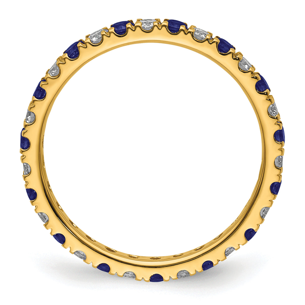 Lab Grown Diamond & Created Blue Sapphire Eternity Band - 14k Yellow Gold / 1/2 ctw. / 4