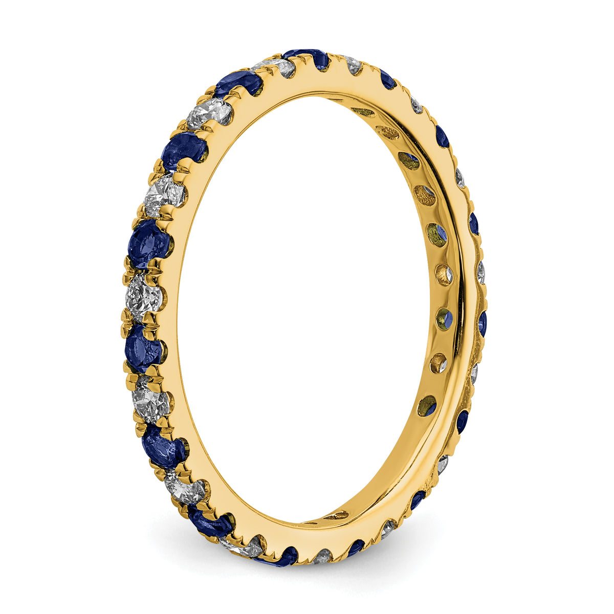 Lab Grown Diamond & Created Blue Sapphire Eternity Band - 14k Yellow Gold / 1/2 ctw. / 4