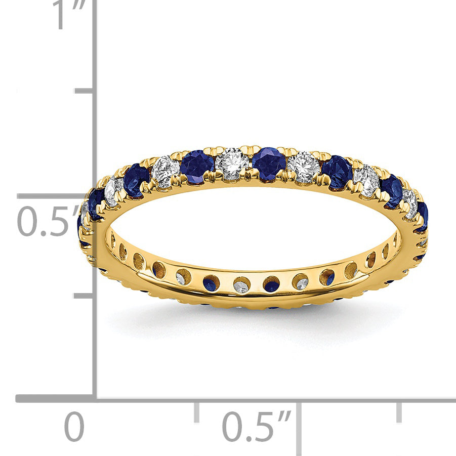 Lab Grown Diamond & Created Blue Sapphire Eternity Band - 14k Yellow Gold / 1/2 ctw. / 4