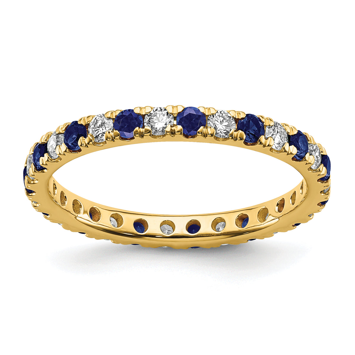 Lab Grown Diamond & Created Blue Sapphire Eternity Band - 14k Yellow Gold / 1/2 ctw. / 4