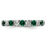 Lab Grown Diamond & Created Emerald Eternity Band - 14k White Gold / 1 ctw. / 4