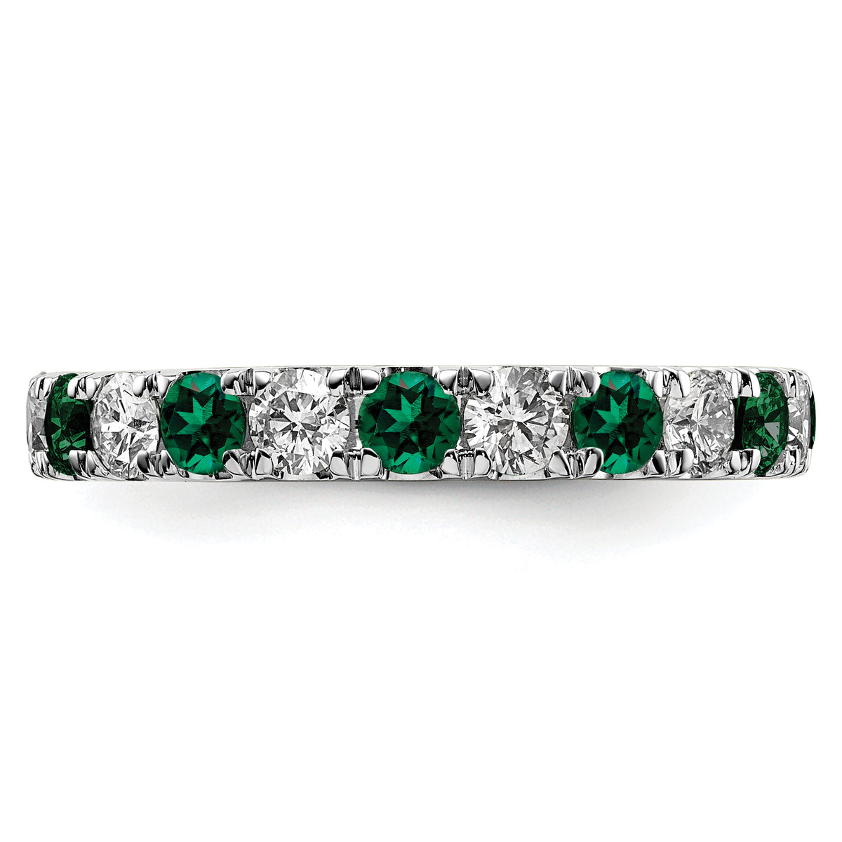 Lab Grown Diamond & Created Emerald Eternity Band - 14k White Gold / 1 ctw. / 4