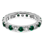 Lab Grown Diamond & Created Emerald Eternity Band - 14k White Gold / 1 ctw. / 4