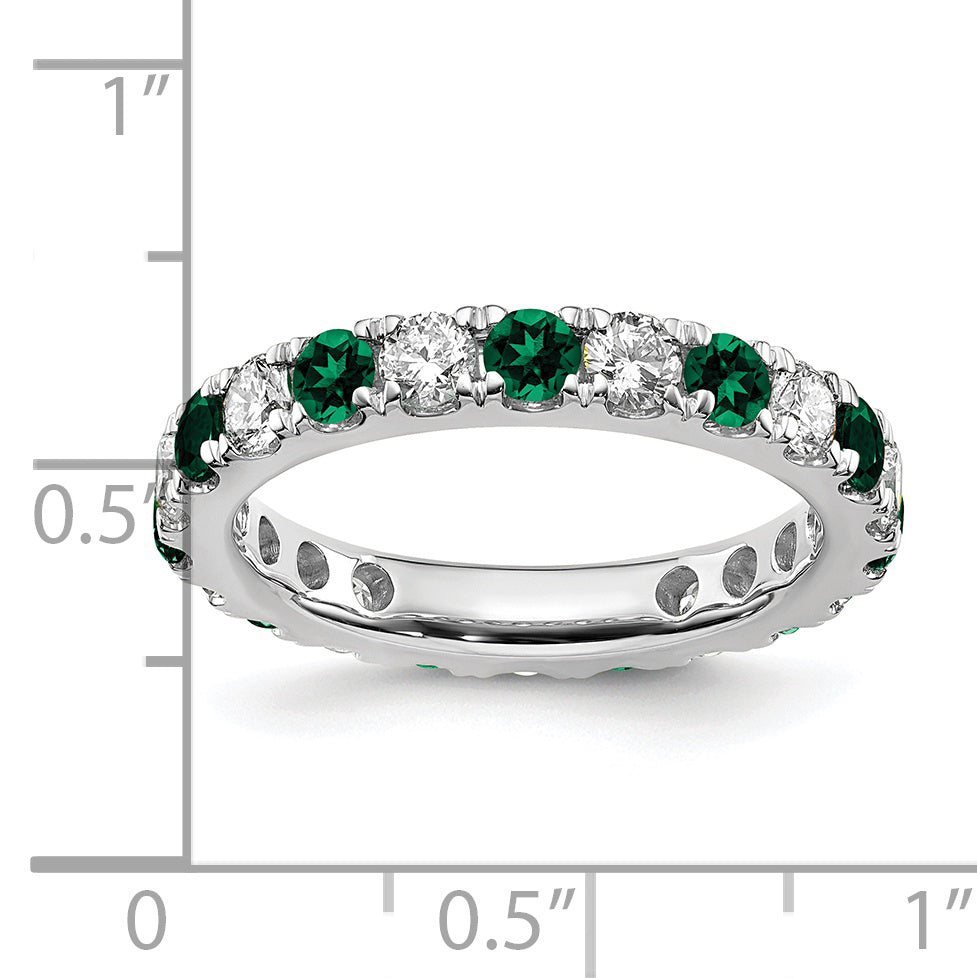 Lab Grown Diamond & Created Emerald Eternity Band - 14k White Gold / 1 ctw. / 4