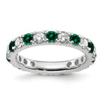 Lab Grown Diamond & Created Emerald Eternity Band - 14k White Gold / 1 ctw. / 4