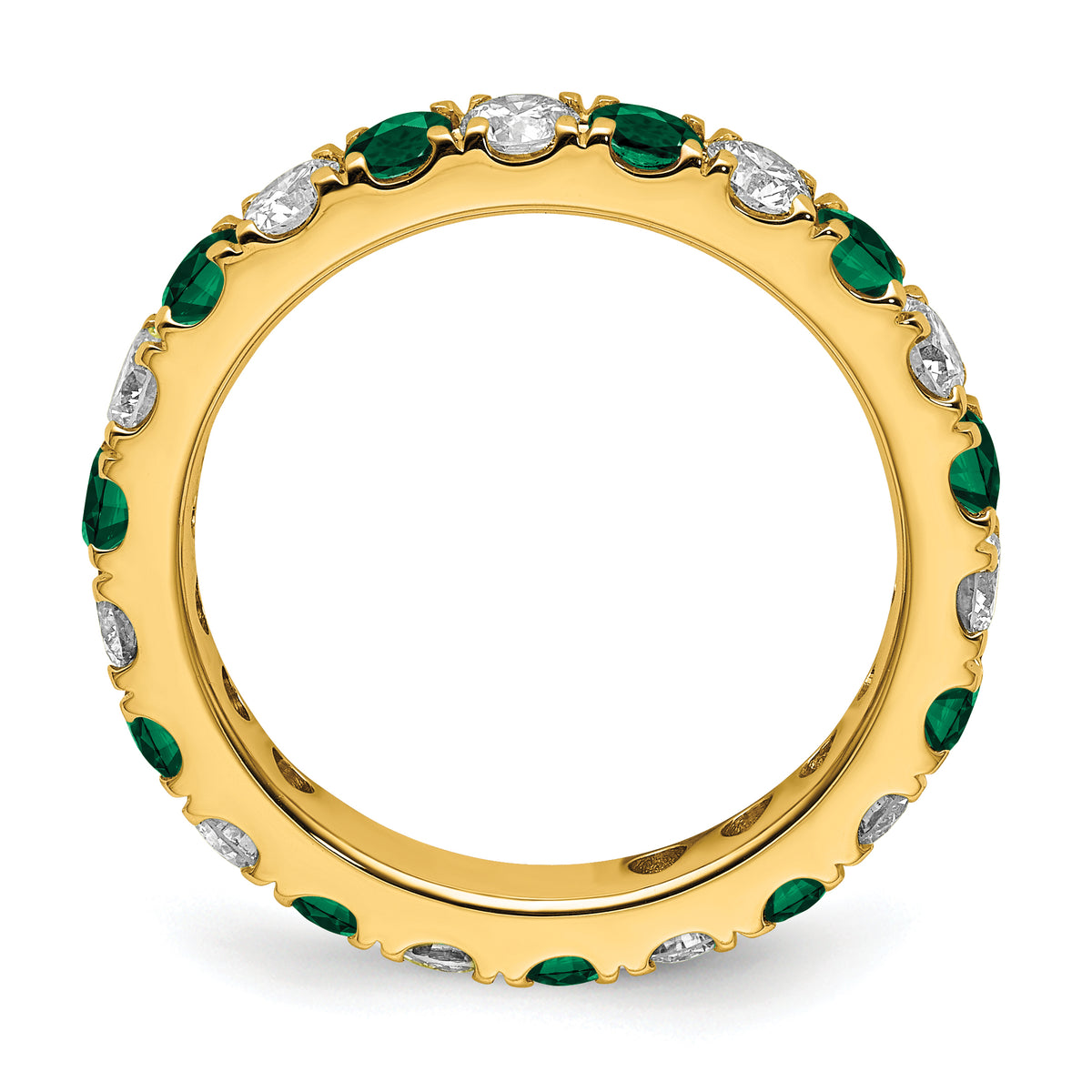 Lab Grown Diamond & Created Emerald Eternity Band - 14k Yellow Gold / 1 ctw. / 4