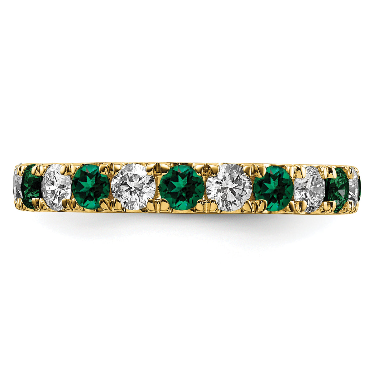 Lab Grown Diamond & Created Emerald Eternity Band - 14k Yellow Gold / 1 ctw. / 4