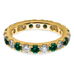 Lab Grown Diamond & Created Emerald Eternity Band - 14k Yellow Gold / 1 ctw. / 4