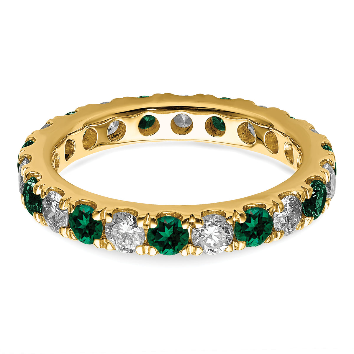 Lab Grown Diamond & Created Emerald Eternity Band - 14k Yellow Gold / 1 ctw. / 4