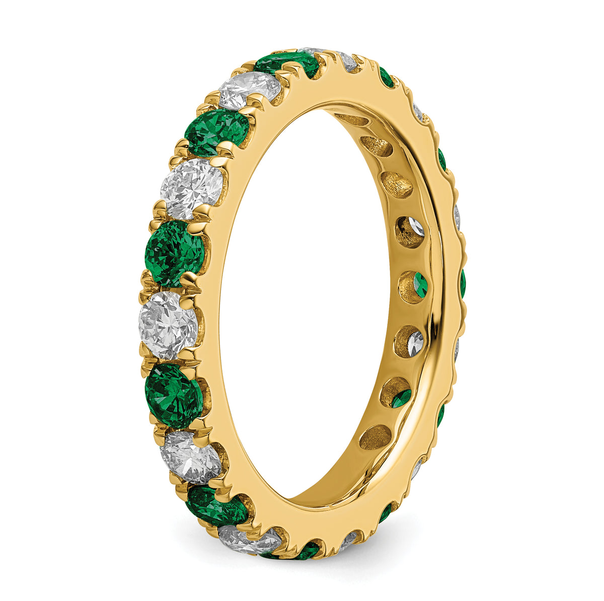 Lab Grown Diamond & Created Emerald Eternity Band - 14k Yellow Gold / 1 ctw. / 4