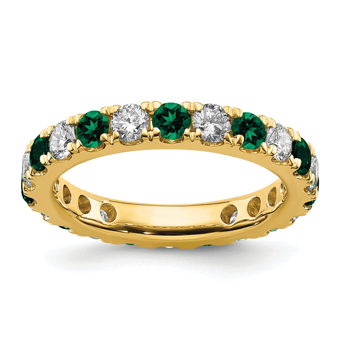 Lab Grown Diamond & Created Emerald Eternity Band - 14k Yellow Gold / 1 ctw. / 4