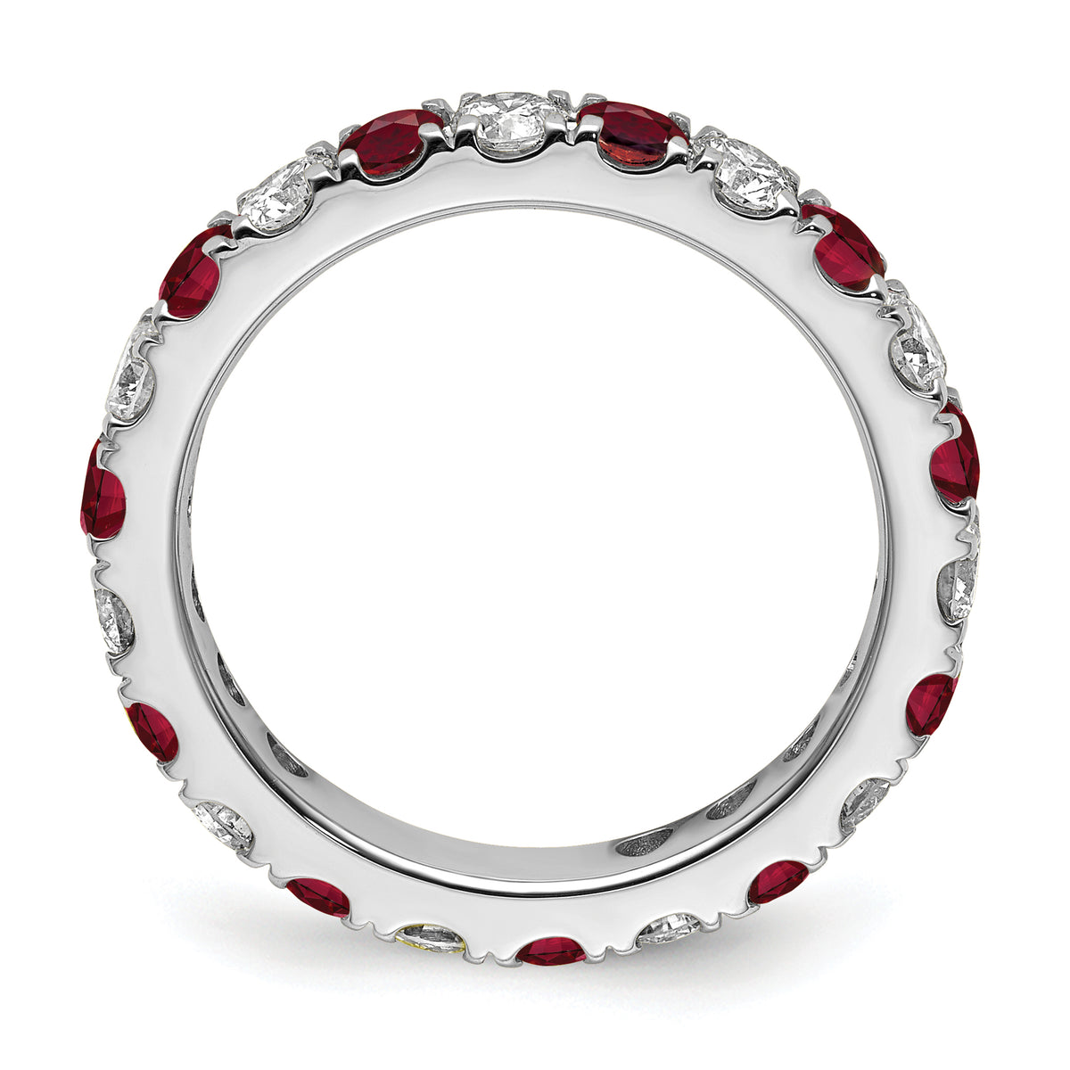 Lab Grown Diamond & Created Ruby Eternity Band - 14k White Gold / 1 ctw. / 4