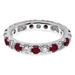 Lab Grown Diamond & Created Ruby Eternity Band - 14k White Gold / 1 ctw. / 4