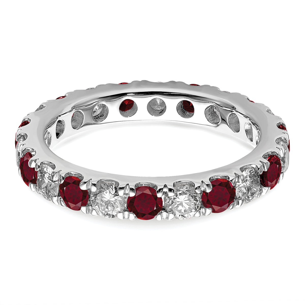 Lab Grown Diamond & Created Ruby Eternity Band - 14k White Gold / 1 ctw. / 4