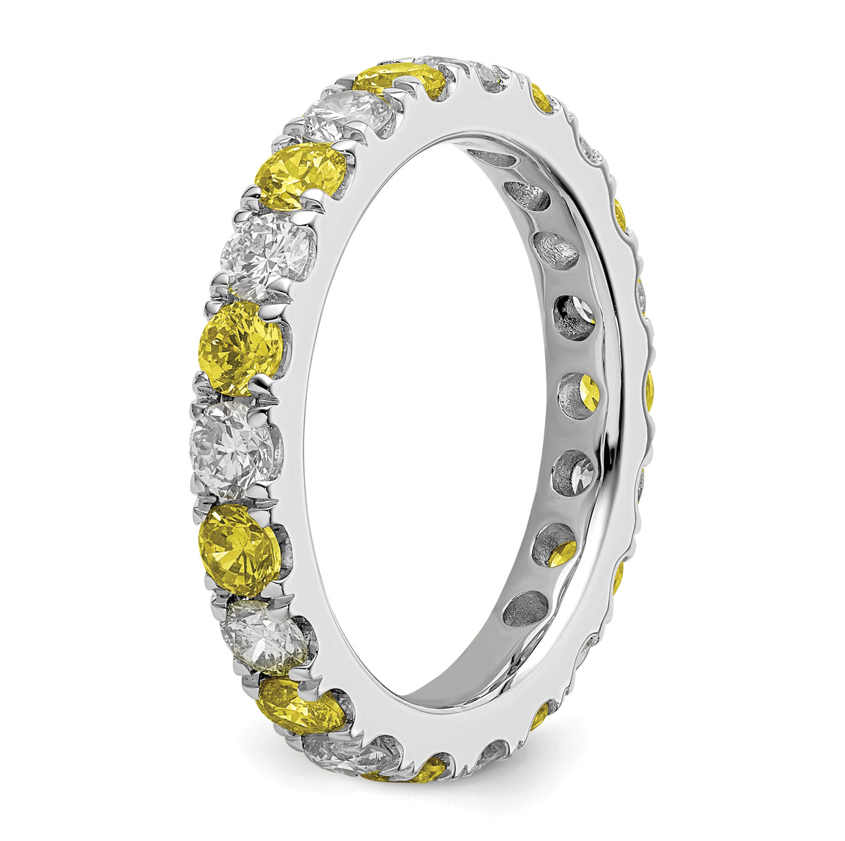 Lab Grown Diamond & Created Ruby Eternity Band - 14k White Gold / 1 ctw. / 4