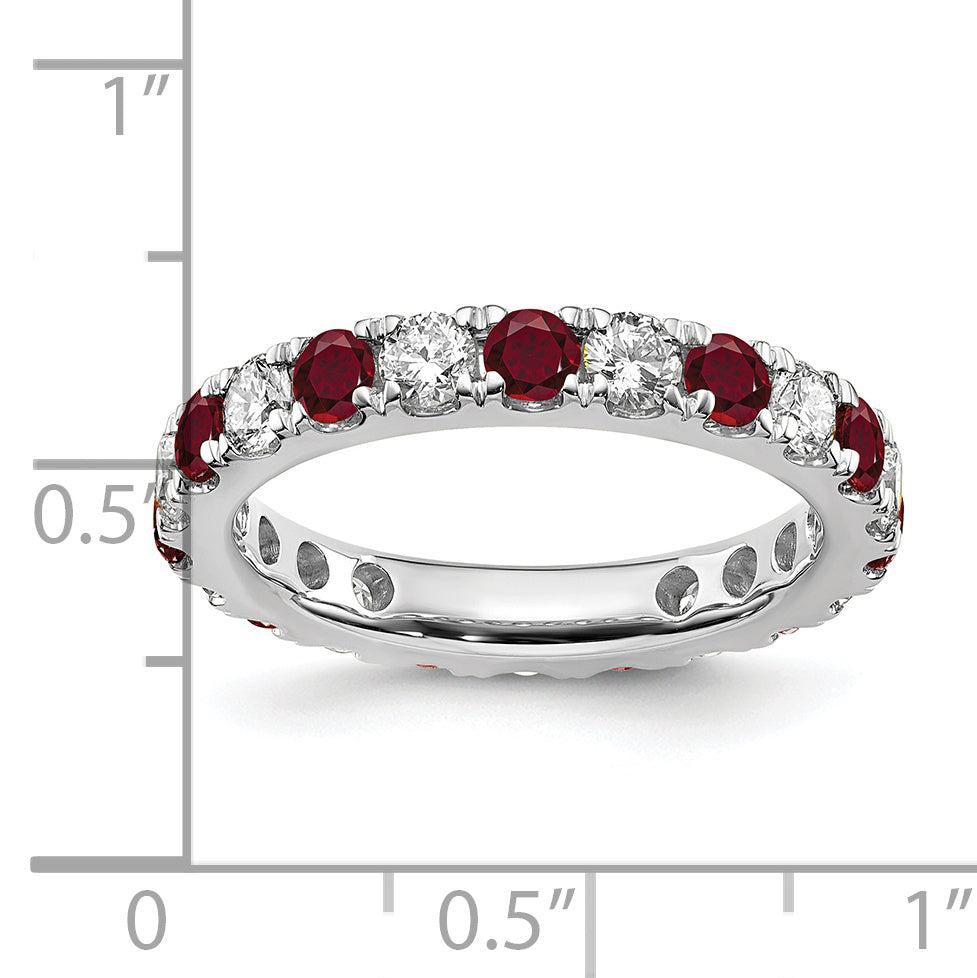 Lab Grown Diamond & Created Ruby Eternity Band - 14k White Gold / 1 ctw. / 4