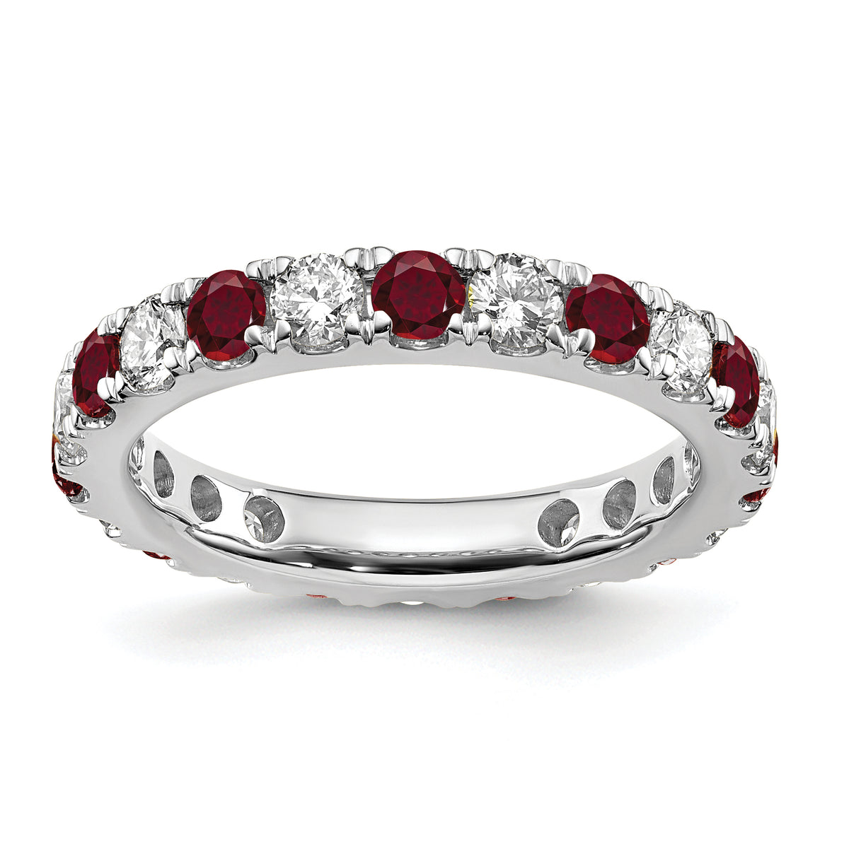 Lab Grown Diamond & Created Ruby Eternity Band - 14k White Gold / 1 ctw. / 4