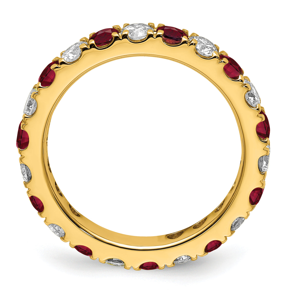 Lab Grown Diamond & Created Ruby Eternity Band - 14k Yellow Gold / 1 ctw. / 4
