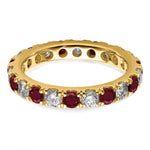 Lab Grown Diamond & Created Ruby Eternity Band - 14k Yellow Gold / 1 ctw. / 4