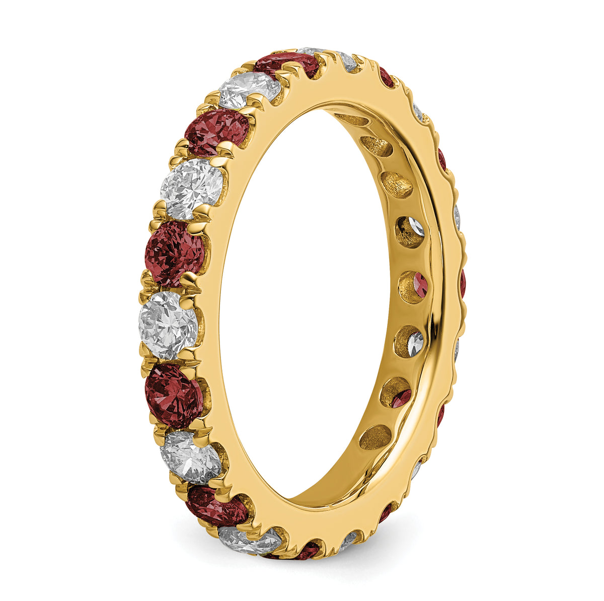 Lab Grown Diamond & Created Ruby Eternity Band - 14k Yellow Gold / 1 ctw. / 4